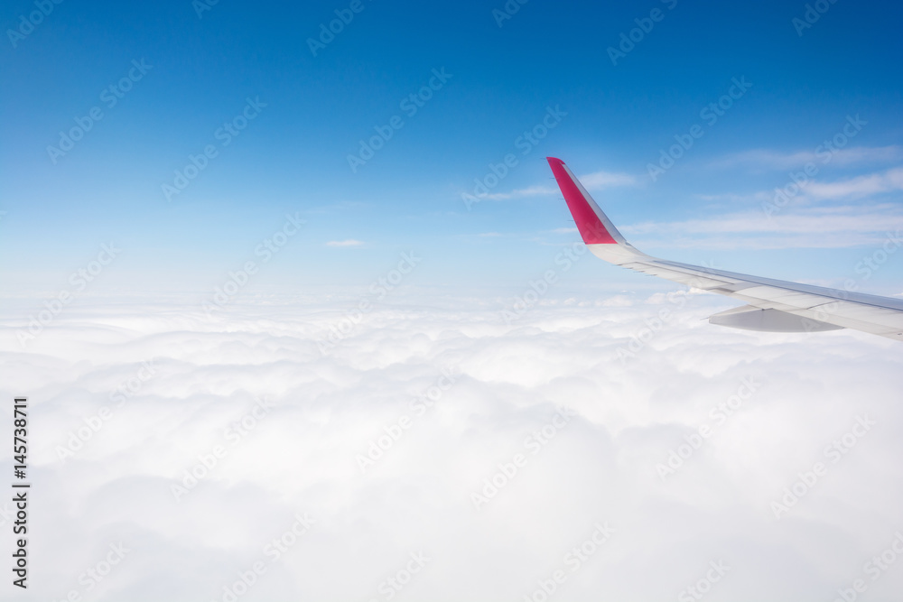 Sky from the window airplane with white cloud Sky from the window airplane with white cloud