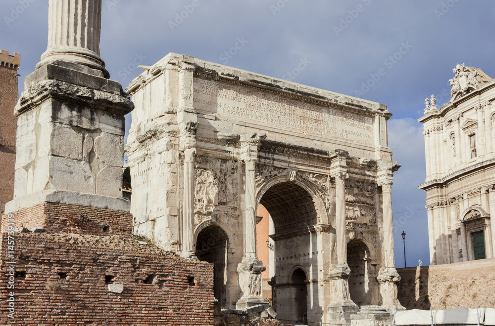 Arch of Septimius Severus ruins in Roman Forum