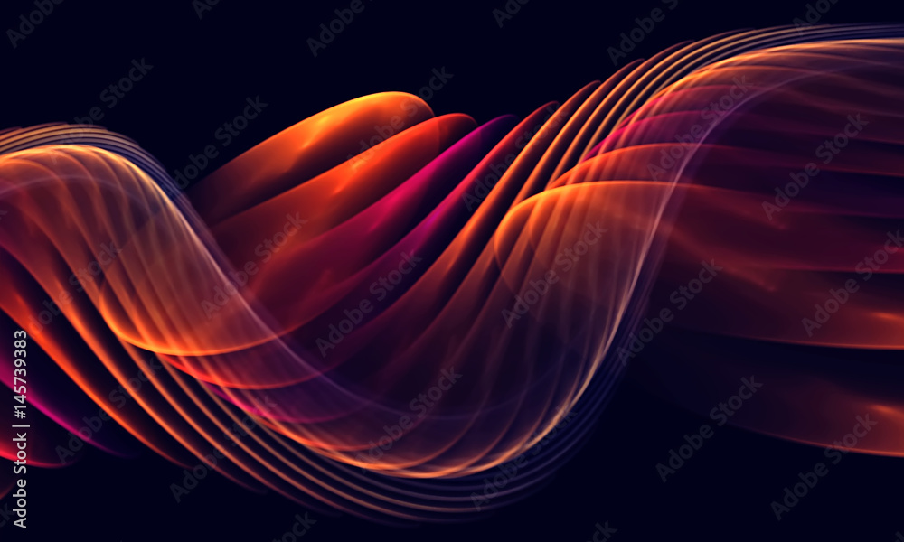Abstract smooth links of a wave on the black background for art projects, business, banner, template, card