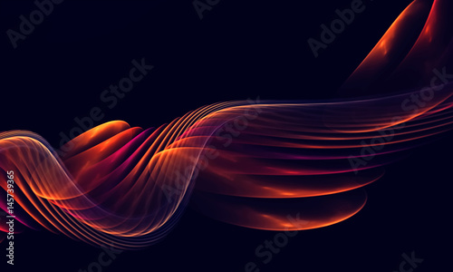 Abstract smooth wave on the black background for art projects, business, banner, template
