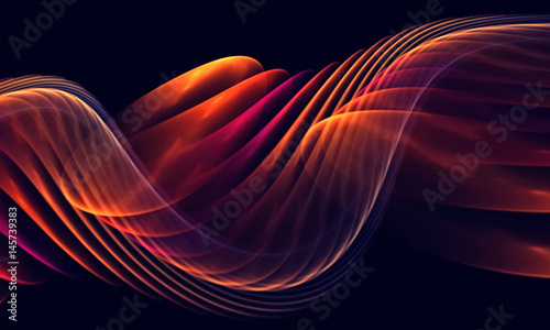 Abstract smooth links of a wave on the black background for art projects, business, banner, template, card photo