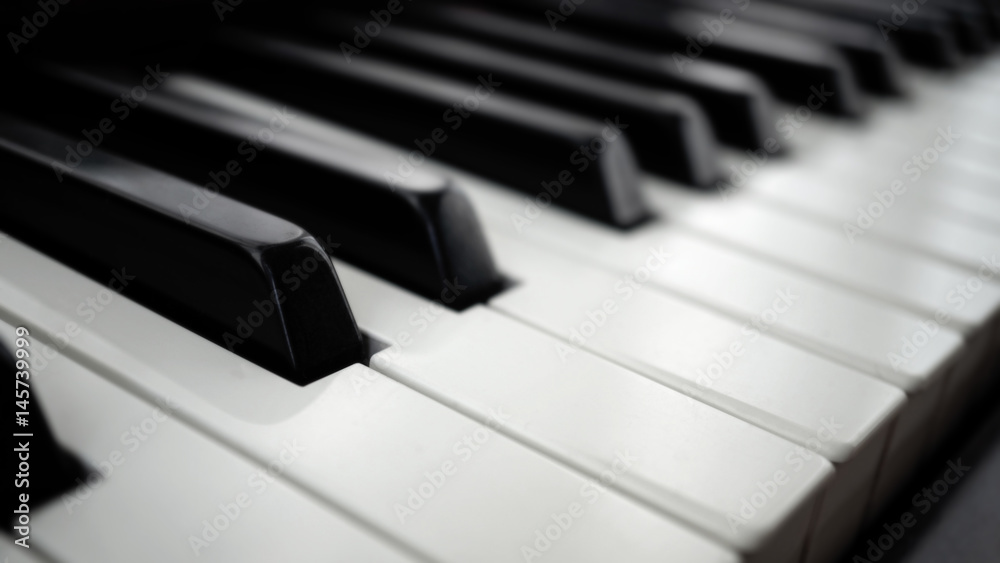 Fototapeta klawiatura fortepianu na czarnym tle