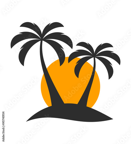 Palm trees onr island