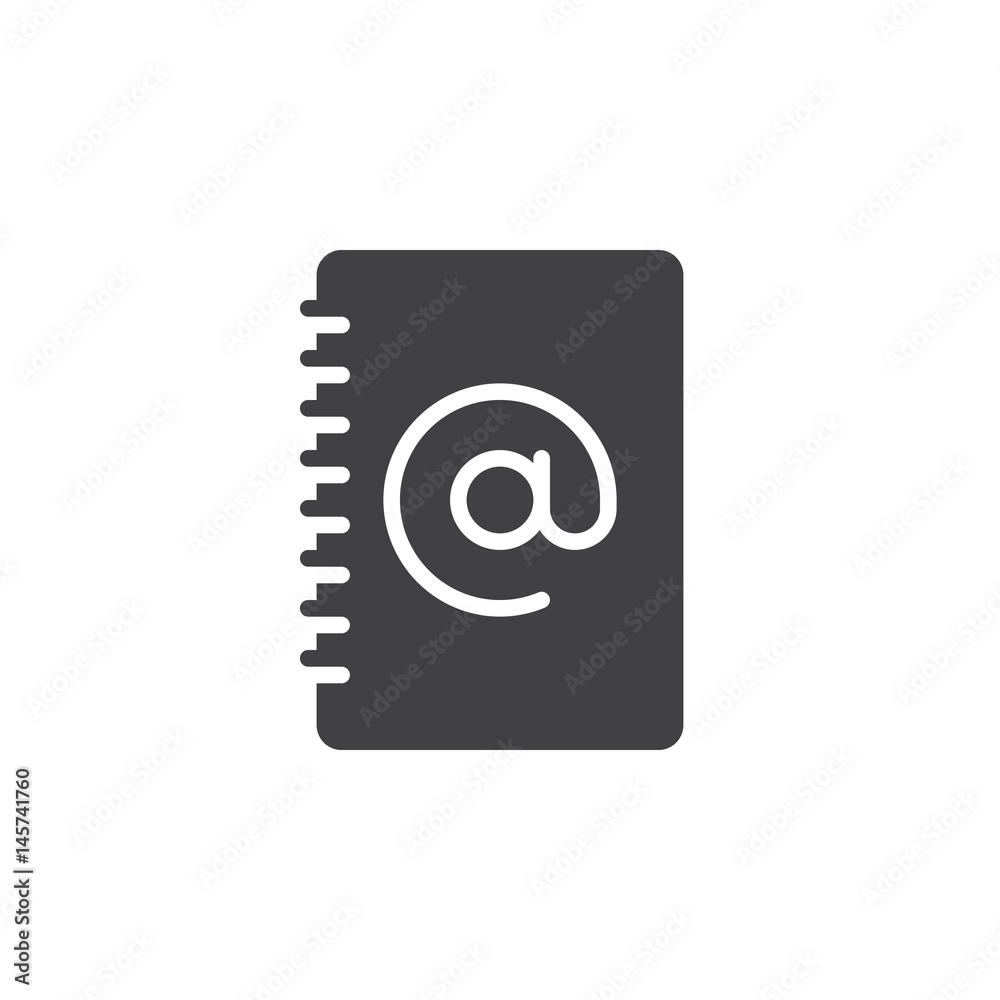 Address book icon vector, filled flat sign, solid pictogram isolated on white. Symbol, logo illustration. Pixel perfect Address book icon vector, filled flat sign, solid pictogram isolated on white. Symbol, logo illustration. Pixel perfect
