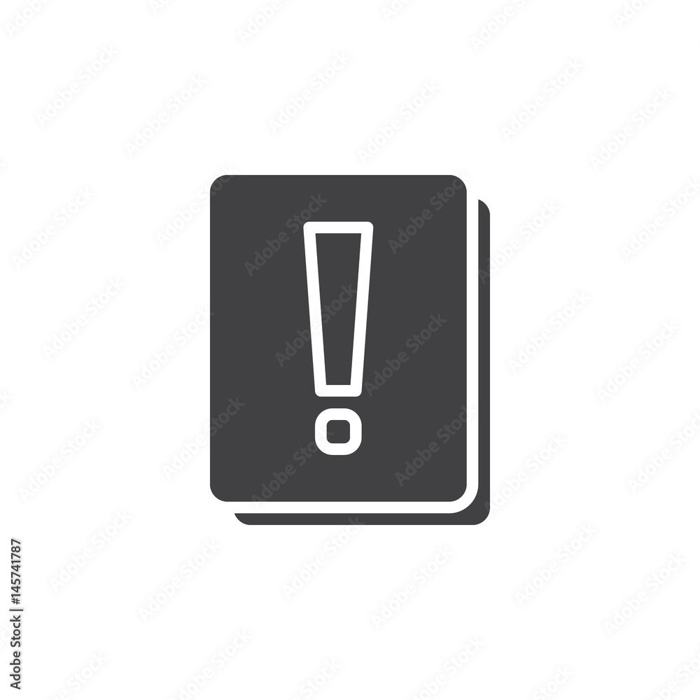 Exclamation point documents icon vector, filled flat sign, solid pictogram isolated on white. Symbol, logo illustration. Pixel perfect Exclamation point documents icon vector, filled flat sign, solid pictogram isolated on white. Symbol, logo illustration. Pixel perfect