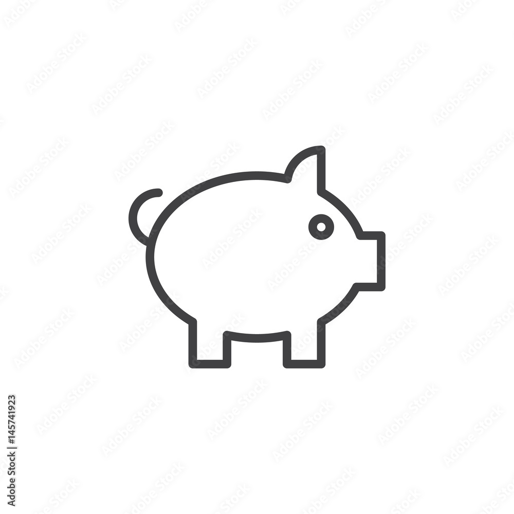 Pig, Piggy bank line icon, outline vector sign, linear style pictogram isolated on white. Symbol, logo illustration. Editable stroke. Pixel perfect Pig, Piggy bank line icon, outline vector sign, linear style pictogram isolated on white. Symbol, logo illustration. Editable stroke. Pixel perfect