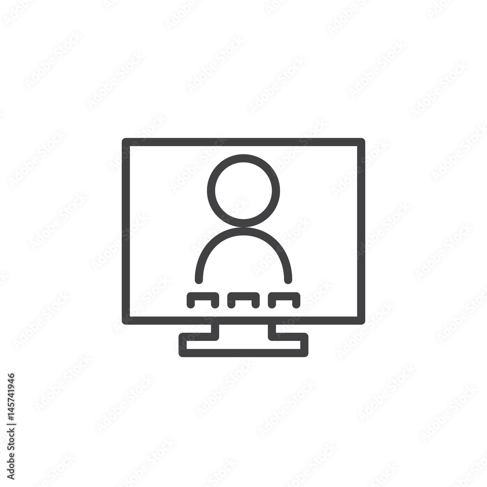 Video Conference line icon, outline vector sign, linear style pictogram isolated on white. Symbol, logo illustration. Editable stroke. Pixel perfect Video Conference line icon, outline vector sign, linear style pictogram isolated on white. Symbol, logo illustration. Editable stroke. Pixel perfect