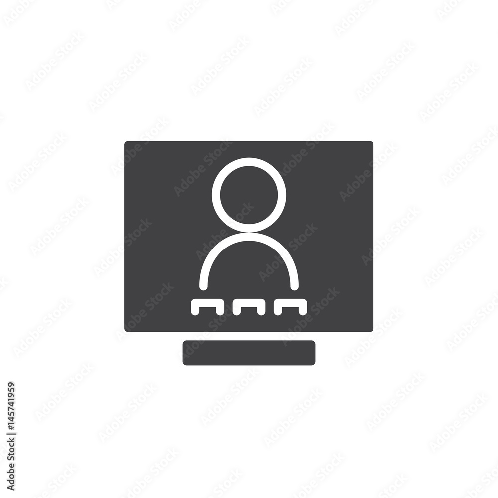 Video Conference icon vector, filled flat sign, solid pictogram isolated on white. Symbol, logo illustration. Pixel perfect Video Conference icon vector, filled flat sign, solid pictogram isolated on white. Symbol, logo illustration. Pixel perfect