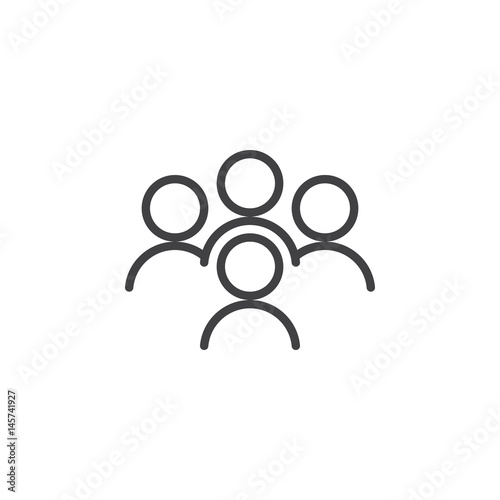 People, conference line icon, outline vector sign, linear style pictogram isolated on white. Collaboration symbol, logo illustration. Editable stroke. Pixel perfect