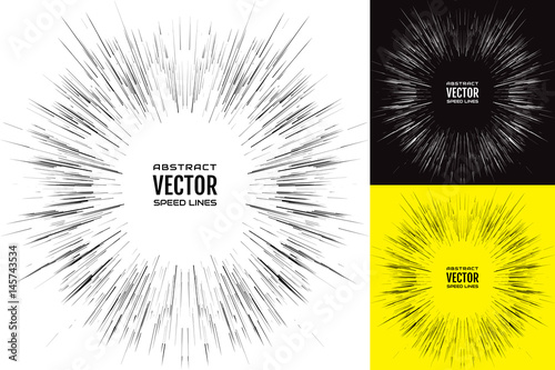 Set speed line. Festive illustration with effect power explosion. Element of design. Vector
