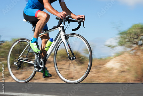 Motion blur of a bike race with the bicycle and rider at high speed © pavel1964