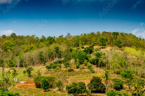 Mountain with white cloud on Blue sky