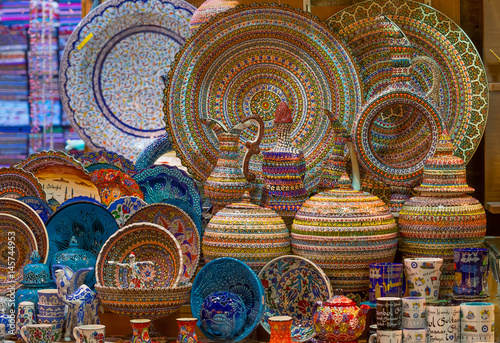 Photography Turkish ceramics on sale at the Grand Bazaar