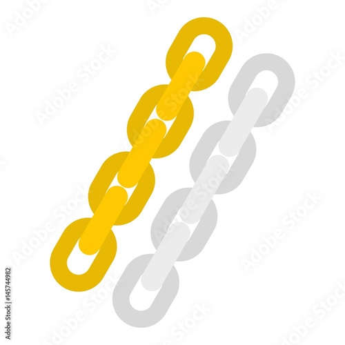 Gold and silver chain icon isolated