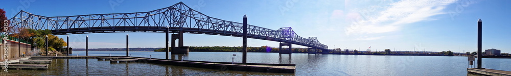 Horizontal panorama of a steel bridge in Youngstown Ohio.