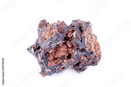 stone macro mineral goethite on a white background photo