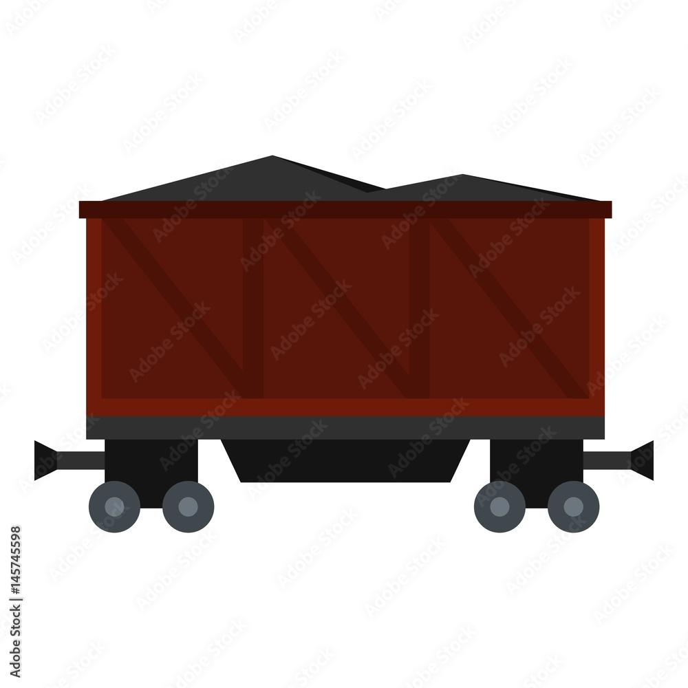 Railway wagon loaded with coal icon isolated Railway wagon loaded with coal icon isolated
