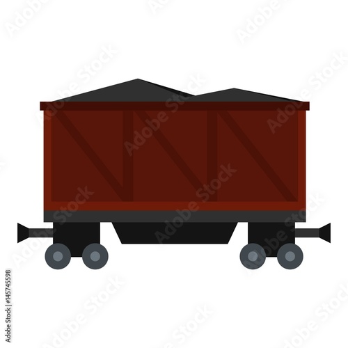 Railway wagon loaded with coal icon isolated