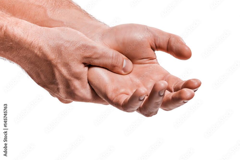 The male hands massaging The male hands massaging