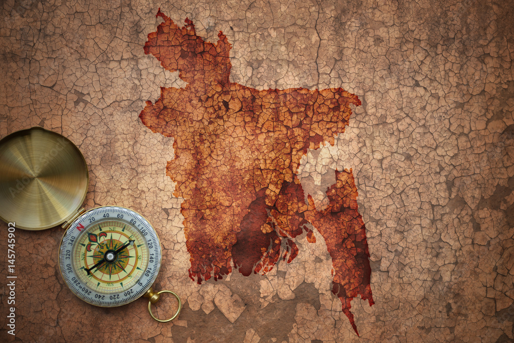 map of bangladesh on a old vintage crack paper Stock Photo | Adobe Stock