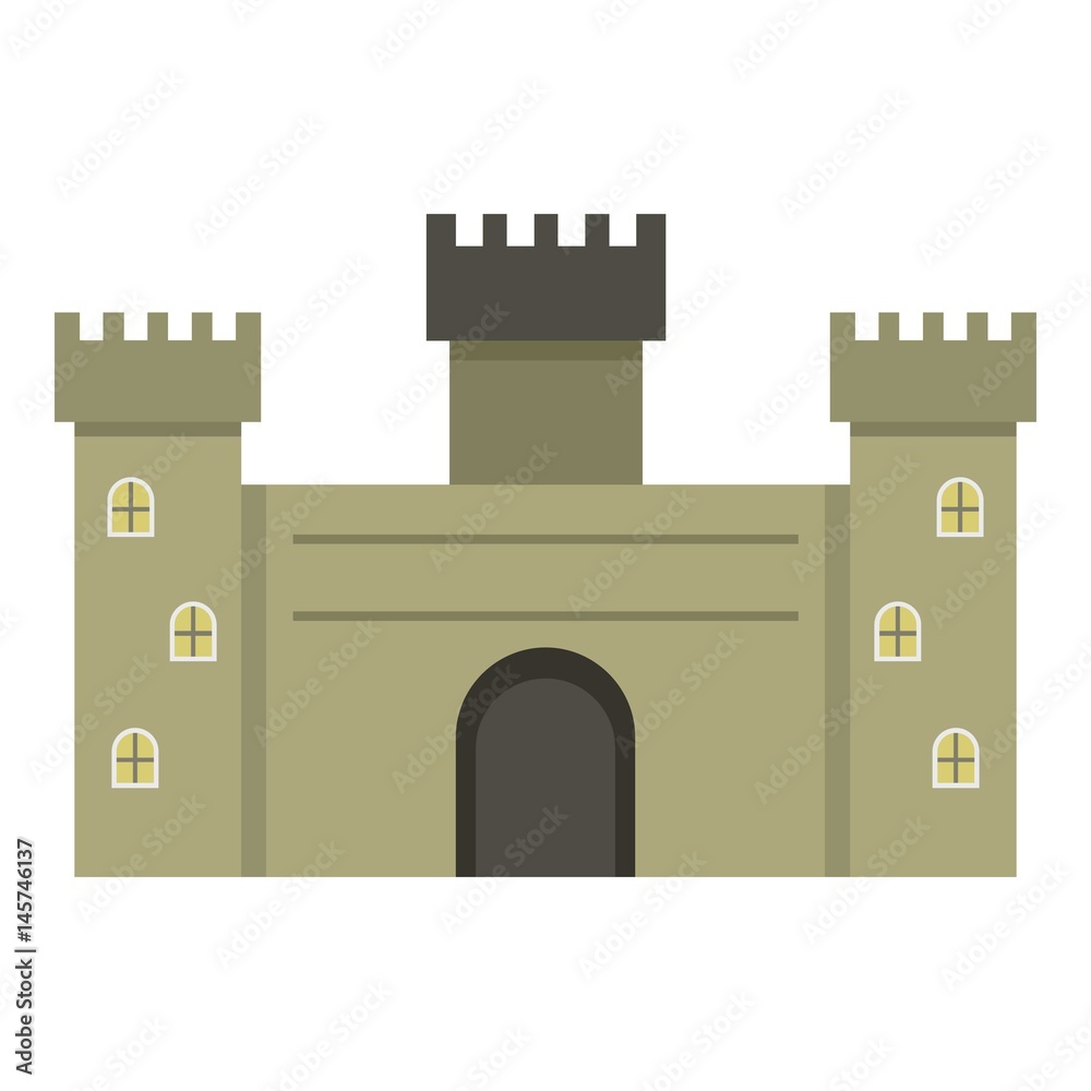 Old fortress towers icon isolated