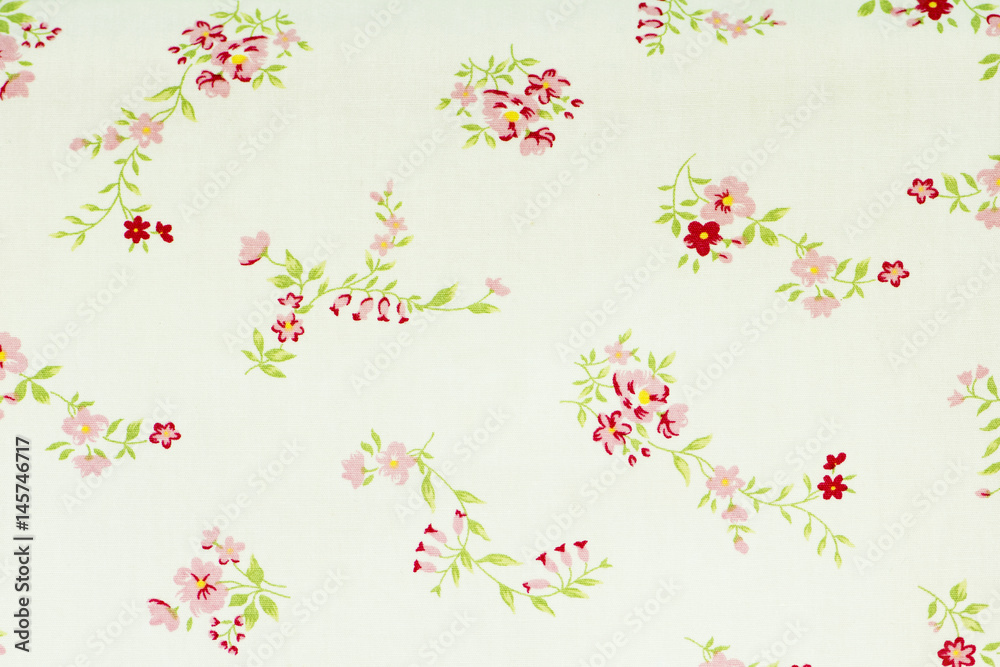 Vintage floral, flower on Fabric background.