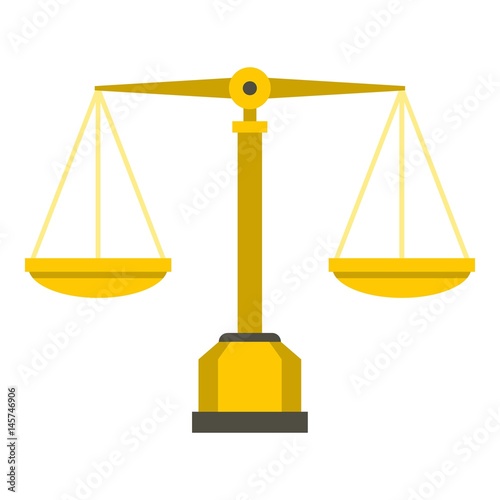 Gold scales of justice icon isolated