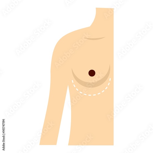 Woman breast marked with lines icon isolated