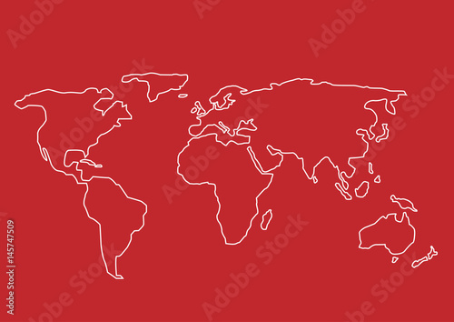 Naklejka Ręcznie rysowana mapa świata