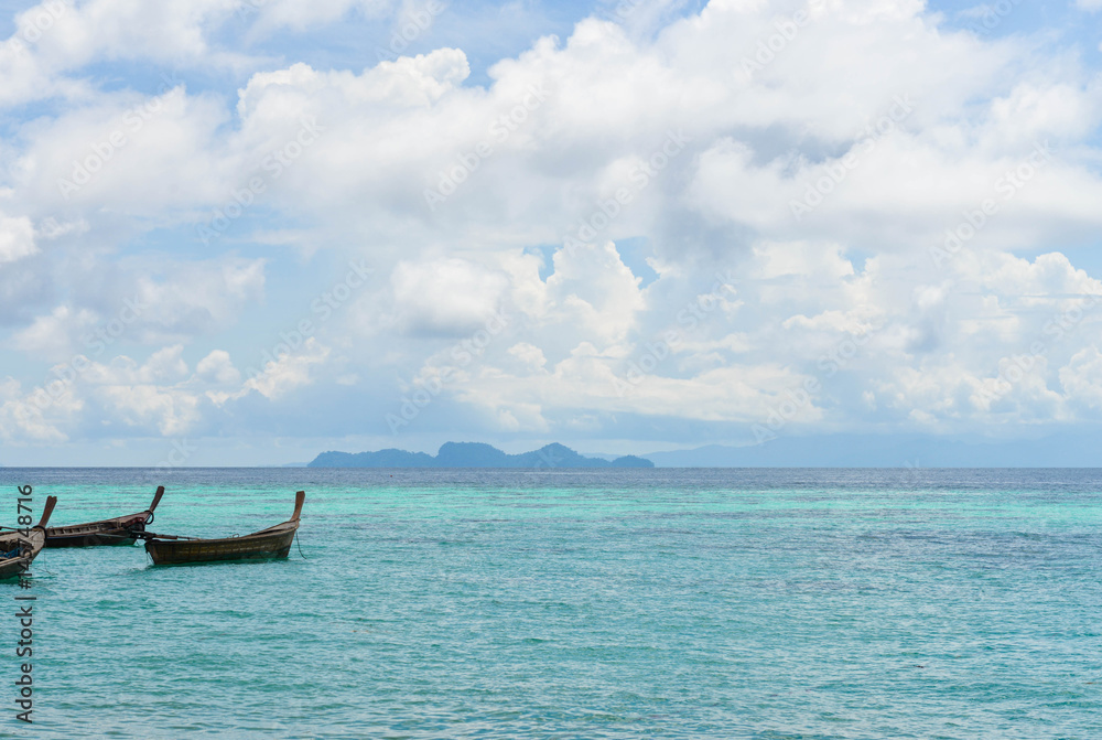 Beautiful blue sea and boat at koh Lipe in satun thailand