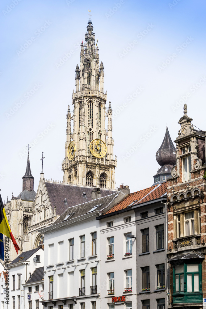 ANTWERP, BELGIUM - August 18, 2016. Beautiful street view of  Old town in Antwerp, Belgium, has long been an important city in the Low Countries, both economically and culturally.