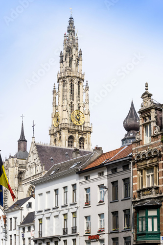 ANTWERP, BELGIUM - August 18, 2016. Beautiful street view of Old town in Antwerp, Belgium, has long been an important city in the Low Countries, both economically and culturally.