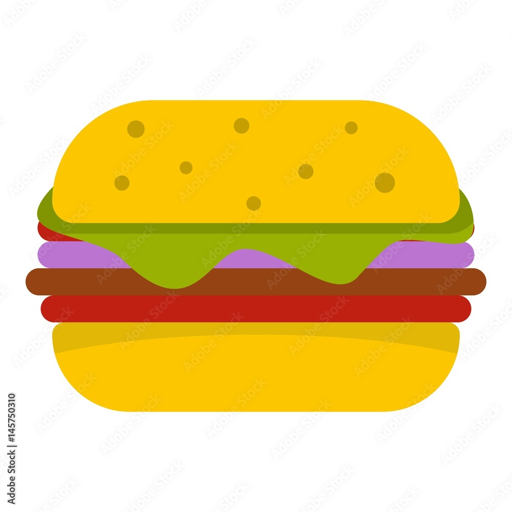 Hamburger with cheese and meat patty icon isolated Hamburger with cheese and meat patty icon isolated