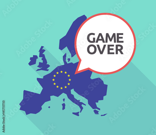 Long shadow EU map with  the text Game Over