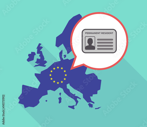 Long shadow EU map with  a green card