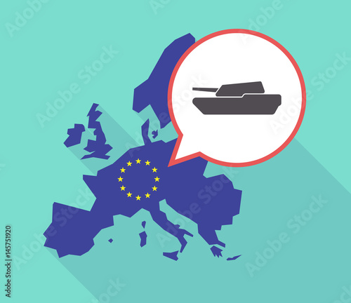 Long shadow EU map with  a combat tank