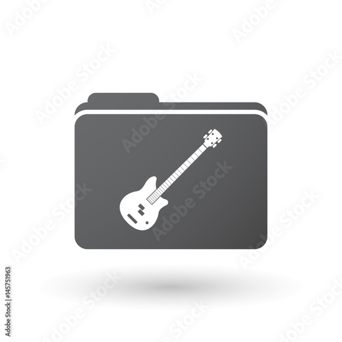 Isolated folder signal with  a four string electric bass guitar