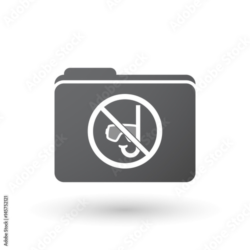 Isolated folder signal with  a diving glasses and a snorkel  in a not allowed signal