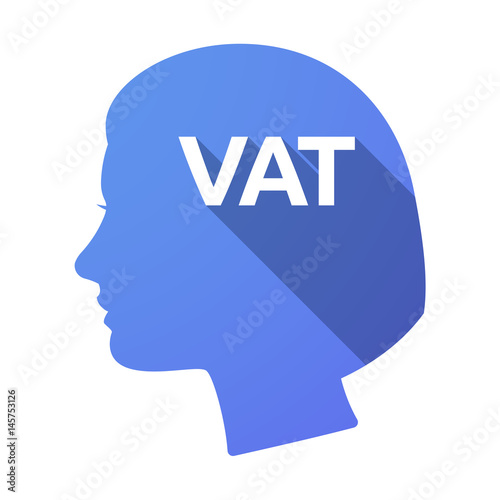 Isolated female head with  the value added tax acronym VAT