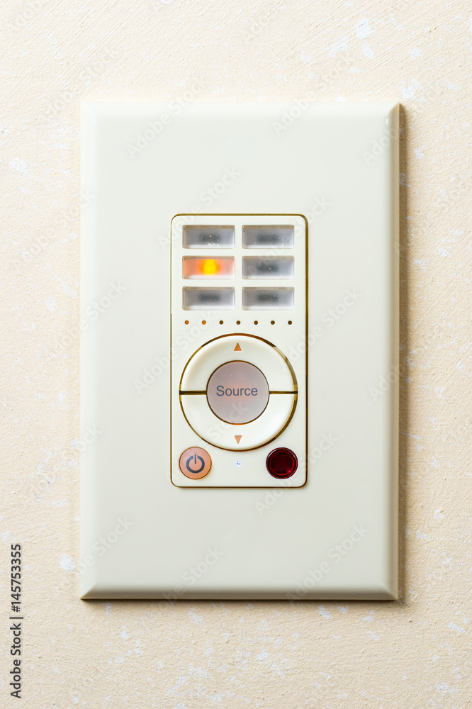 music control panel on the wall