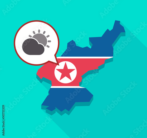 North Korea map with  the Sun shining behind a cloud