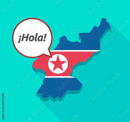 North Korea map with  the text Hello  in spanish language