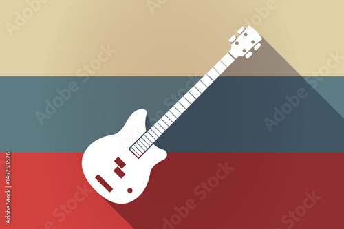 ong shadow Russia flag with  a four string electric bass guitar