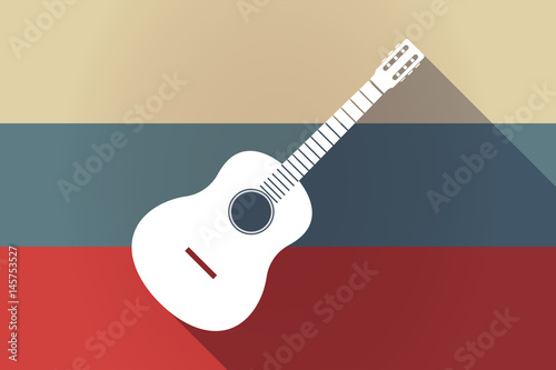 ong shadow Russia flag with  a six string acoustic guitar