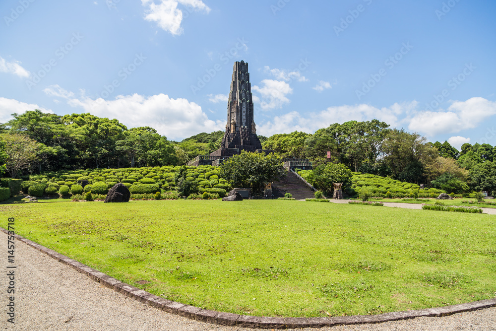 Heiwadai Park, or Peace Tower Park, was built in 1940 to celebrate the 2600th anniversary of the ascension of Emperor Jimmu in Miyazaki, Kyushu, Japan