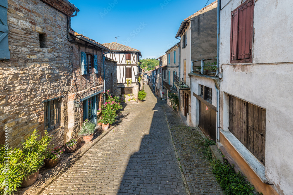 Street view of Cordes-sur-Ciel, France.
