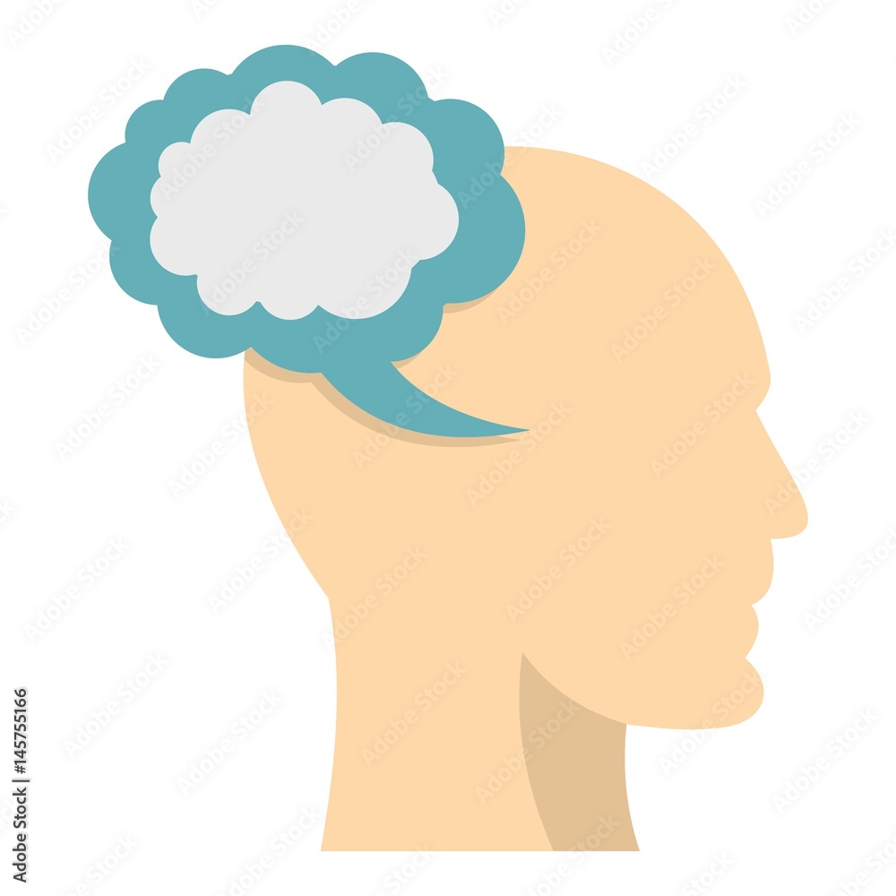 Profile of the head with cloud inside icon Profile of the head with cloud inside icon