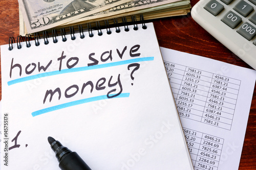 Note with title how to save money.