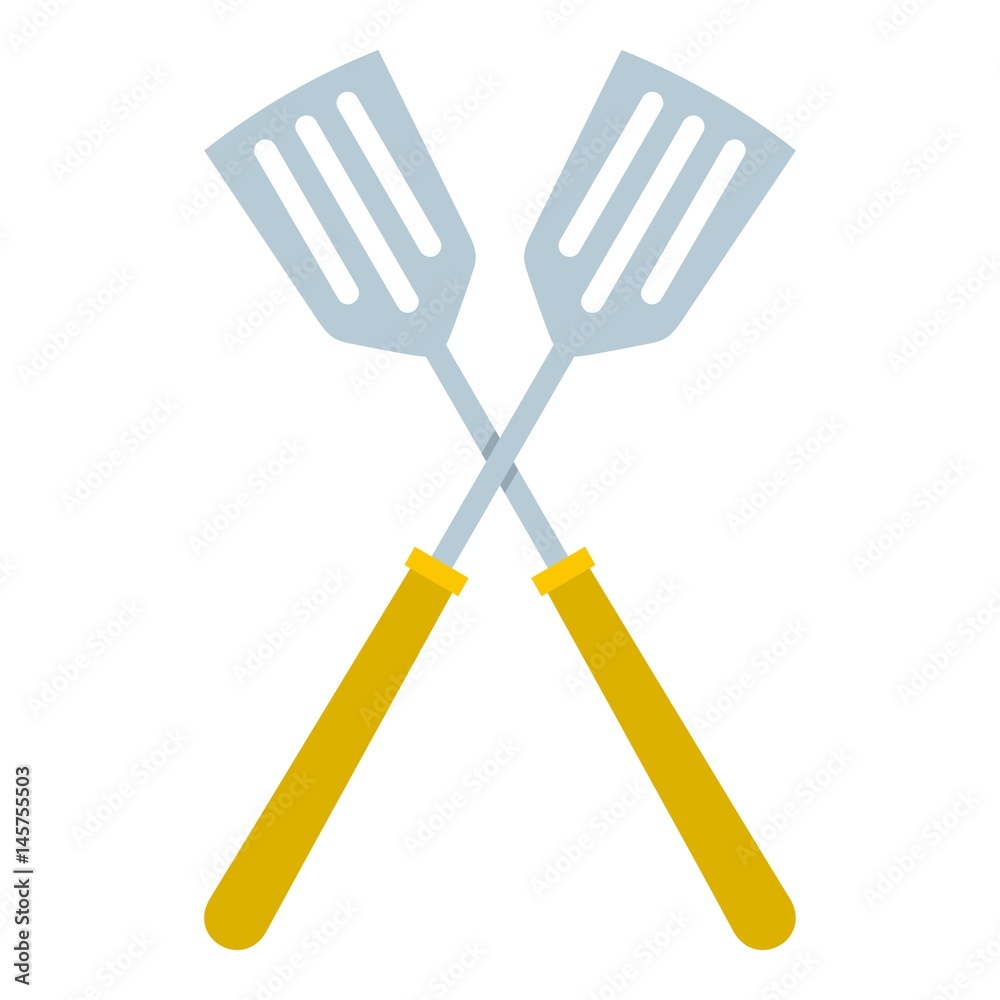 Crossed metal spatulas icon isolated Crossed metal spatulas icon isolated