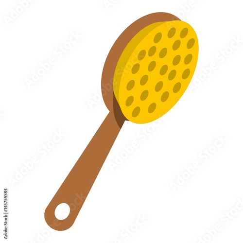 Pedicure tool with wooden handle icon isolated